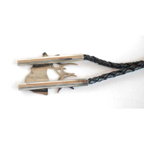 Zuni Native American BULL ELK Bolo Tie by Dale Edaakie Handmade Vintage - Picture 12 of 15